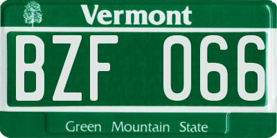 VT license plate BZF066