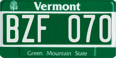 VT license plate BZF070