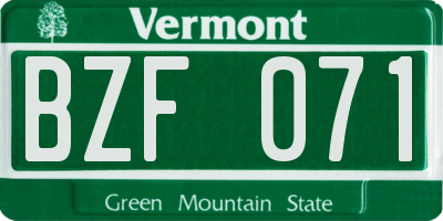VT license plate BZF071