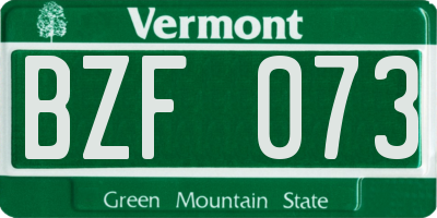 VT license plate BZF073