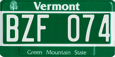 VT license plate BZF074
