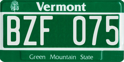 VT license plate BZF075