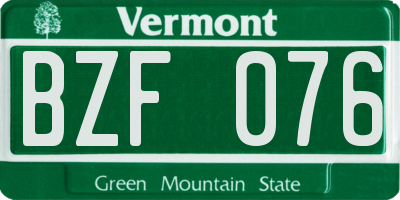 VT license plate BZF076