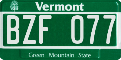 VT license plate BZF077