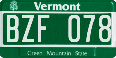VT license plate BZF078