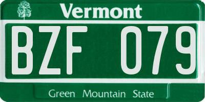 VT license plate BZF079