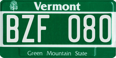 VT license plate BZF080