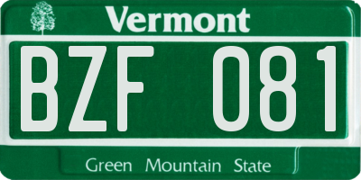 VT license plate BZF081