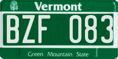 VT license plate BZF083