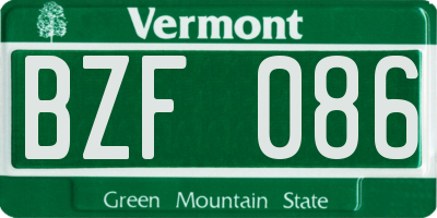 VT license plate BZF086