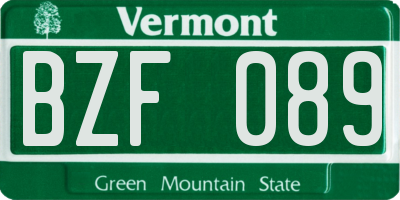 VT license plate BZF089