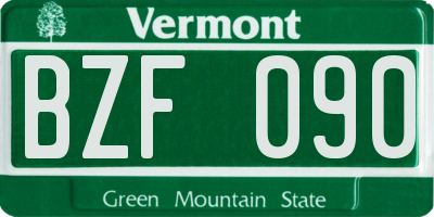 VT license plate BZF090