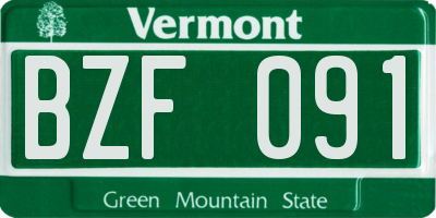 VT license plate BZF091