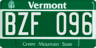 VT license plate BZF096