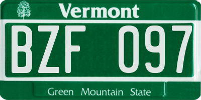 VT license plate BZF097