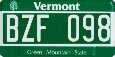 VT license plate BZF098