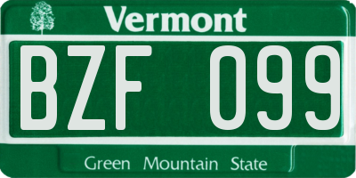 VT license plate BZF099