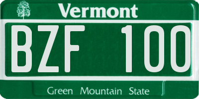 VT license plate BZF100