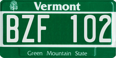 VT license plate BZF102