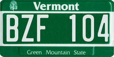 VT license plate BZF104