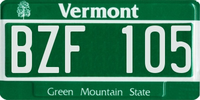 VT license plate BZF105