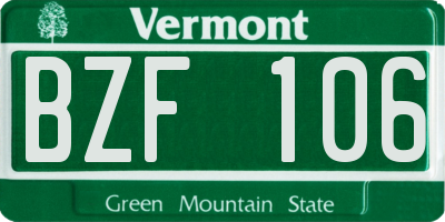 VT license plate BZF106