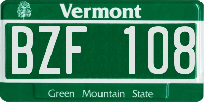 VT license plate BZF108