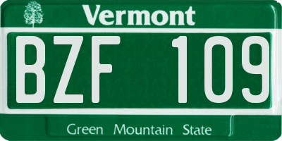VT license plate BZF109