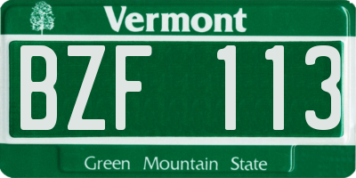 VT license plate BZF113