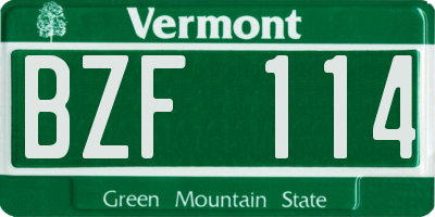 VT license plate BZF114