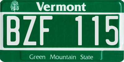 VT license plate BZF115