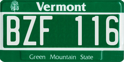 VT license plate BZF116