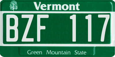 VT license plate BZF117