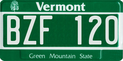 VT license plate BZF120