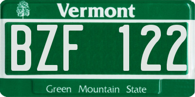 VT license plate BZF122