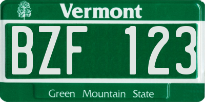 VT license plate BZF123