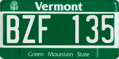 VT license plate BZF135