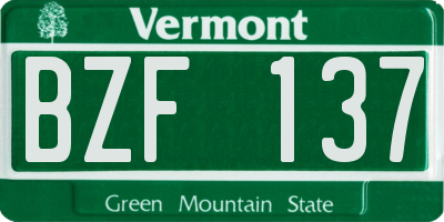 VT license plate BZF137