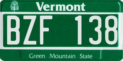 VT license plate BZF138