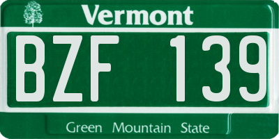 VT license plate BZF139