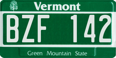 VT license plate BZF142