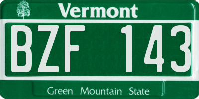 VT license plate BZF143