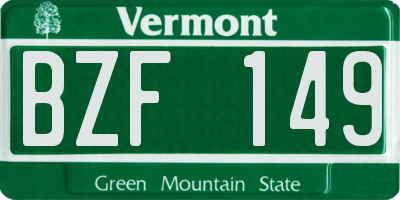 VT license plate BZF149