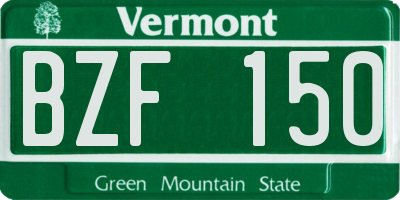 VT license plate BZF150