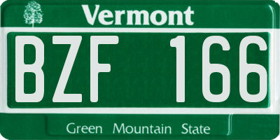 VT license plate BZF166