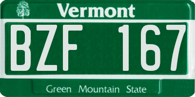 VT license plate BZF167