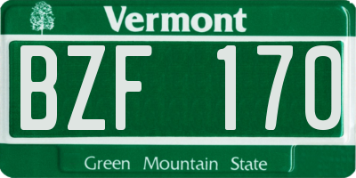 VT license plate BZF170