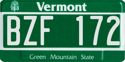 VT license plate BZF172