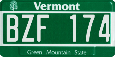 VT license plate BZF174