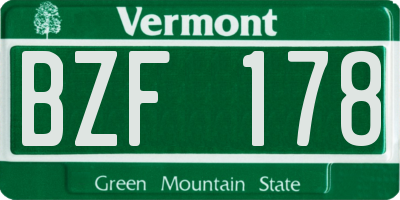 VT license plate BZF178